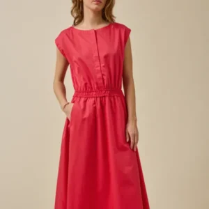 Langes Damen-Festkleid aus satinierter Popeline