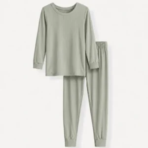 Sweet Sage Ribbed Bamboo Two Piece Long Sleeve Pajama Set