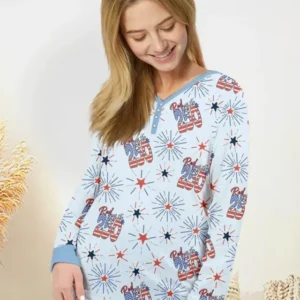 Red White and 250th Anniversary Bamboo Women Pajama Set