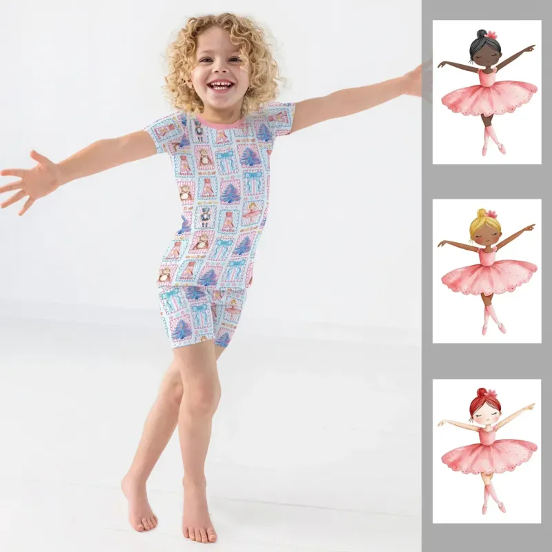 Custom Name Nutcracker Wonderland Bamboo Two Piece Short Sleeve Shorts Pajama Set