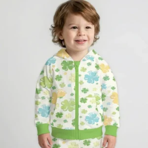 Shamrocks Print St. Patrick's Day Bamboo Zip Hoodie