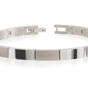 Titanarmband mit polierten Gliedern und Steckverschluss, silberfarben