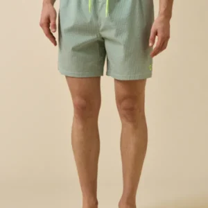 Gestreifte Herren-Badeshorts aus Seersucker