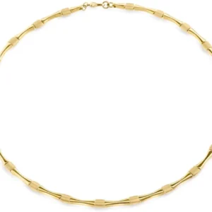 Goldplattiertes Kettencollier mit länglichen Röhrengliedern, rund geschwungen