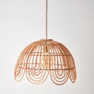 Hängelampe in Blumenform aus Rattan
