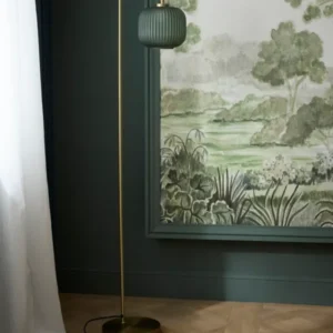 Stehlampe Arsène aus Metall und geriffeltem Glas