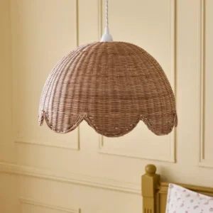 Hängelampe in Blumenform aus Rattan