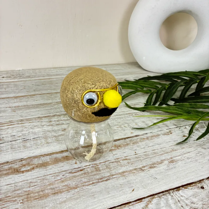 Graskopf Im Glas Gelb 12cm Gesicht Pflanze Pflanz-Set Grasgesicht Deko