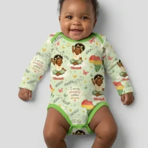Custom Name Juneteenth I Am My Ancestors' Wildest Dream Bamboo Bodysuit