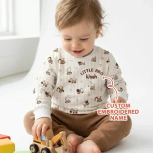 Custom Embroidered Name Constructor Little Bro Bamboo Crewneck Sweatshirt