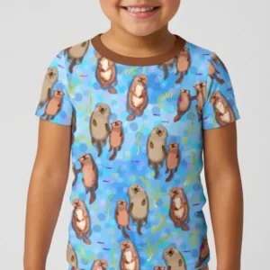 Otterly Together Bamboo Two Piece Short Sleeve Shorts Pajama Set