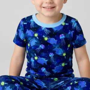 Happy Glow Fish Bamboo Two Piece Short Sleeve Pajama Set