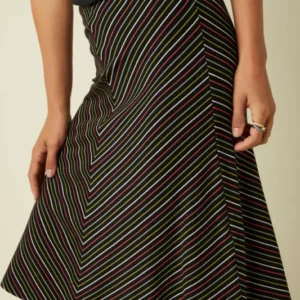Juno Panel Skirt Menchini Stripe - Black