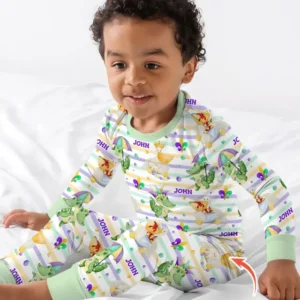 Happy Mardi Gras Adventure Family Matching Bamboo Two Piece Long Sleeve Pajama Set