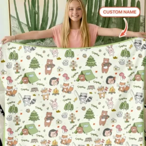 Custom Name Little Camp Buddies Bamboo Blanket