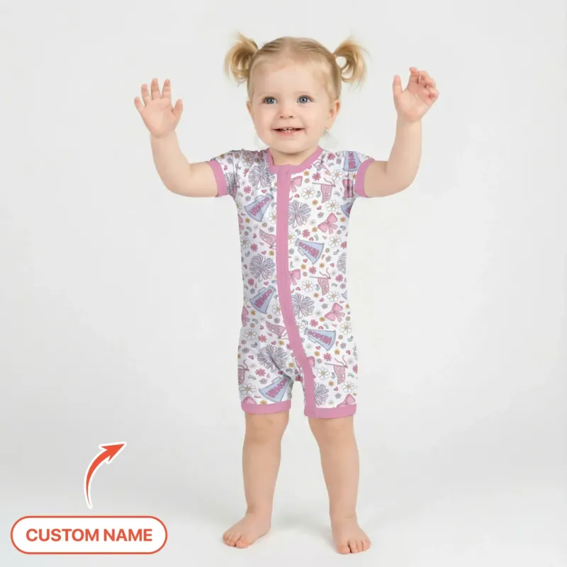 Custom Name Pastel Cheerleader Bamboo Shorty Zippy