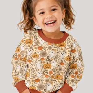 Playful ghosts - Cottage Core Halloween Bamboo Crewneck Sweatshirt