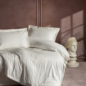 Premium Satin Bettwäsche Set Stripe Beige