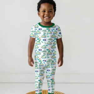 Hoppy Passover Family Matching Bamboo Two Piece Short Sleeve Pajama Set