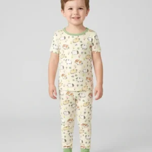 Guinea Pig Garden Bamboo Two Piece Short Sleeve Pajama Set