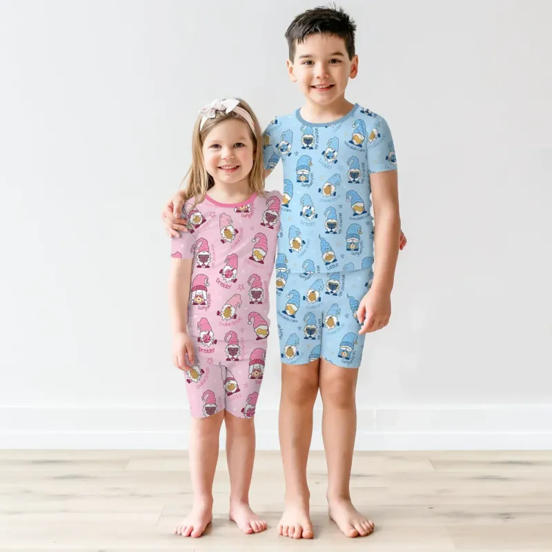 Happy Hanukkah Matching Family Two Piece Short Sleeve Shorts Pajama Set , Happy Hanukkah Matching Family Two Piece Short Sleeve Shorts Pajama Set - 12-18M / Girl