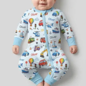 Custom Name Cute Transport Bamboo Convertible Zippy
