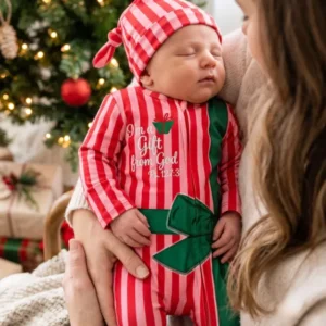 Sweetest Gift from God Embroidered Bamboo Zipper Footie