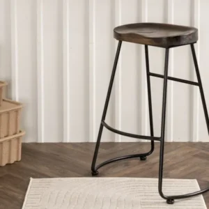 2er Set - Barhocker Otto mit Sitzfläche aus Kieferholz und Gestell aus Stahl