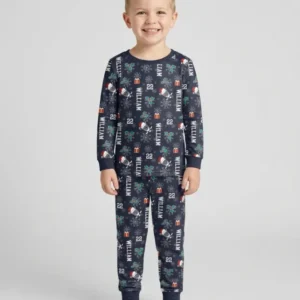 Custom Name Hockey Holiday Bamboo Two Piece Long Sleeve Pajama Set