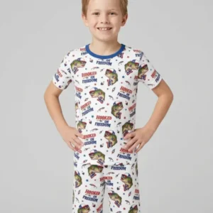 Hooked On Freedom Bamboo Two Piece Short Sleeve Shorts Pajama Set