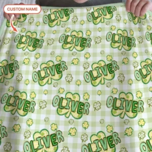 Lucky Shamrock Custom Name Bamboo Blanket