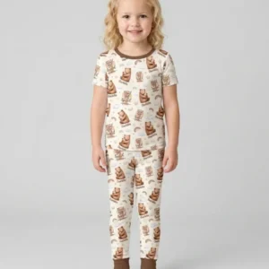 Custom Name Blessed By God Spoiled By Grandma Bamboo Two Piece Short Sleeve Pajama Set