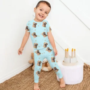 Custom Face All Over Bamboo Two Piece Short Sleeve Pajama Set