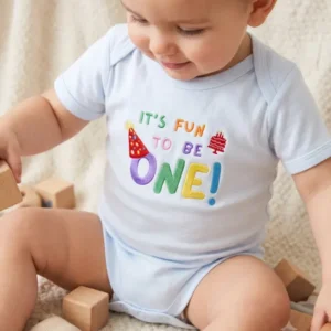 Custom Name It's Fun To Be One Applique Embroidered Bamboo Bodysuit