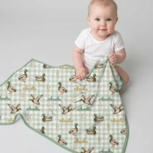 Mallard Duck Custom Name Bamboo Blanket