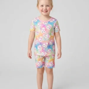 Kawaii Sprinkle Pastry Bamboo Two Piece Short Sleeve Shorts Pajama Set