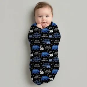 Our 1st Father's Day Daddy Bear & Me Matching swaddle blanket