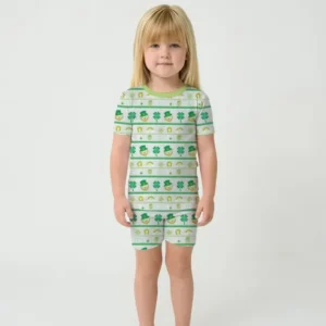 Happy Saint Patrick's Day Bamboo Two Piece Short Sleeve Shorts Pajama Set