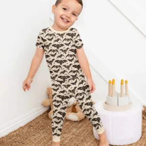Cottage Core Halloween Bats Bamboo Two Piece Short Sleeve Pajama Set