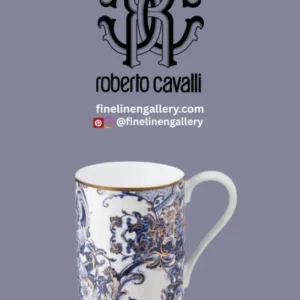 Roberto Cavalli Home Mug Cup AZULEJOS in Luxury Box diam. 2.5", H 3.3", cap. 12.5 oz - Palais Royal Linen Gallery