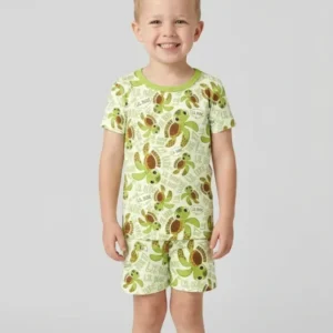 Custom Name Version Father and Son Turtle Bamboo Two Piece Short Sleeve Shorts Pajama Set