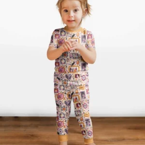 Spooky Portraits Bamboo Two Piece Short Sleeve Pajama Set