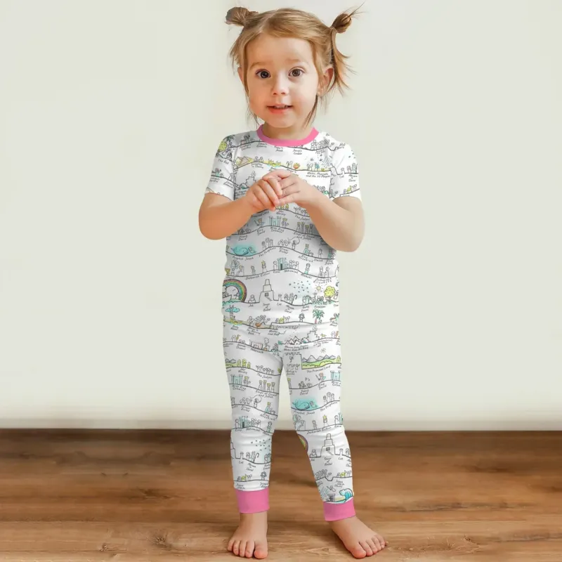 Bible Story Journey Family Matching Bamboo Two Piece Short Sleeve Pajama Set