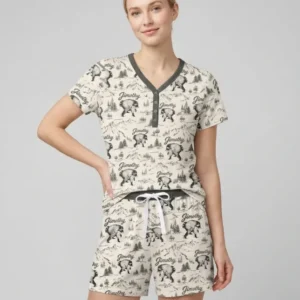 Vintage Jimothy Racoon Family Matching Bamboo Women Short Sleeve Short Pajama Set
