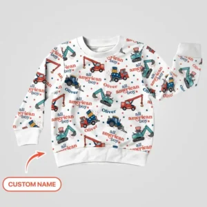 Custom Name All-American Boy Bamboo Crewneck Sweatshirt
