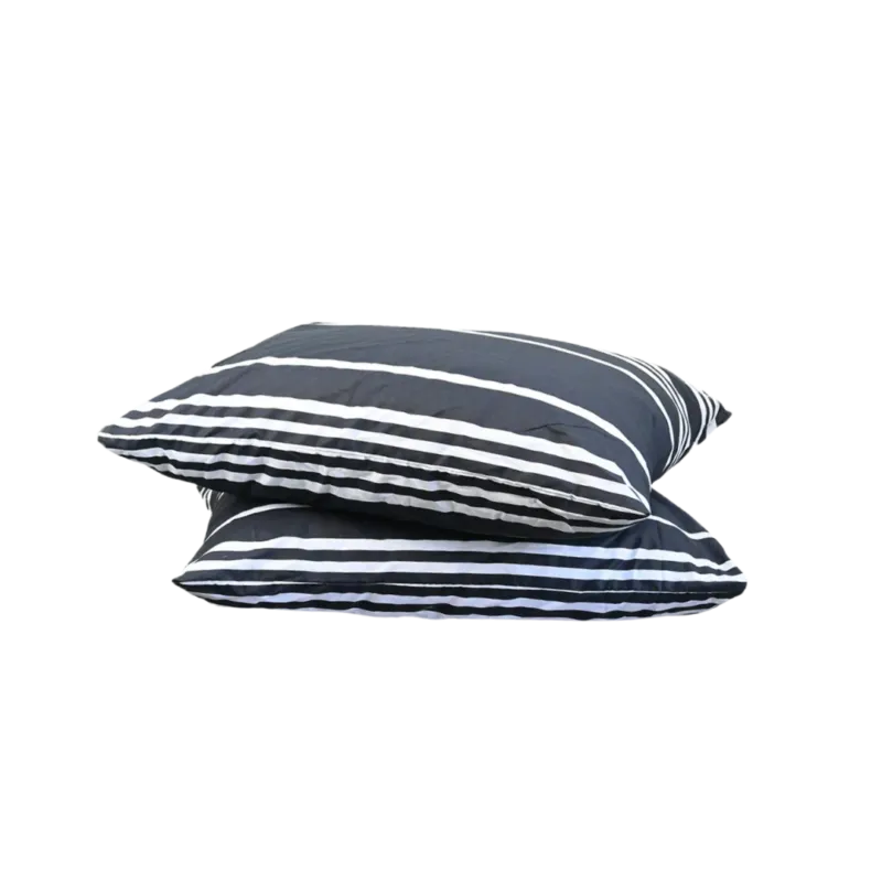 Black lines pillowcase set of 2, 60x70cm, 100% cotton, luxurious comfort.