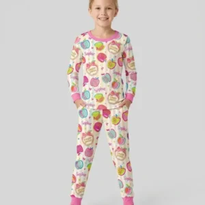 Custom Grade Preppy Apple Bamboo Two Piece Long Sleeve Pajama Set