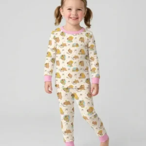 Sweet Study Capy Bamboo Two Piece Long Sleeve Pajama Set