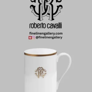 Roberto Cavalli Home Mug Cup SILK in Luxury Box Gold diam. 2.5", H 3.3", cap. 12.5 oz - Palais Royal Linen Gallery