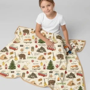 Outdoor Camping Adventure Family Matching Bamboo Blanket